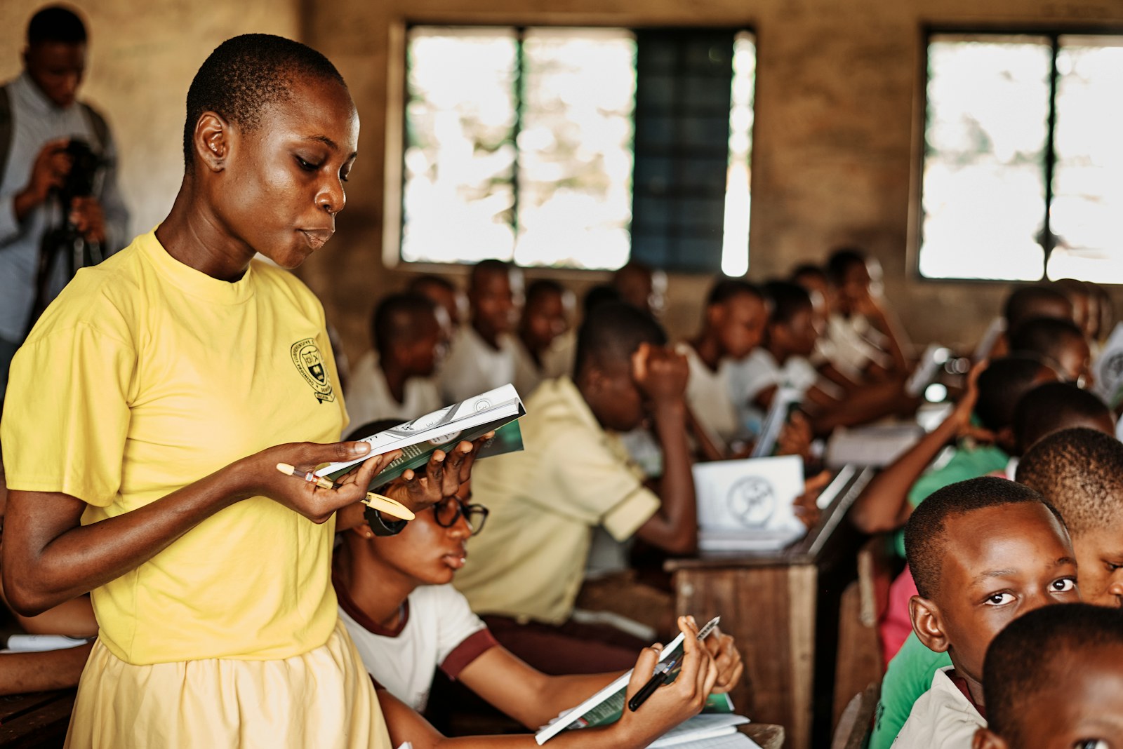 African students learning together in a classroom